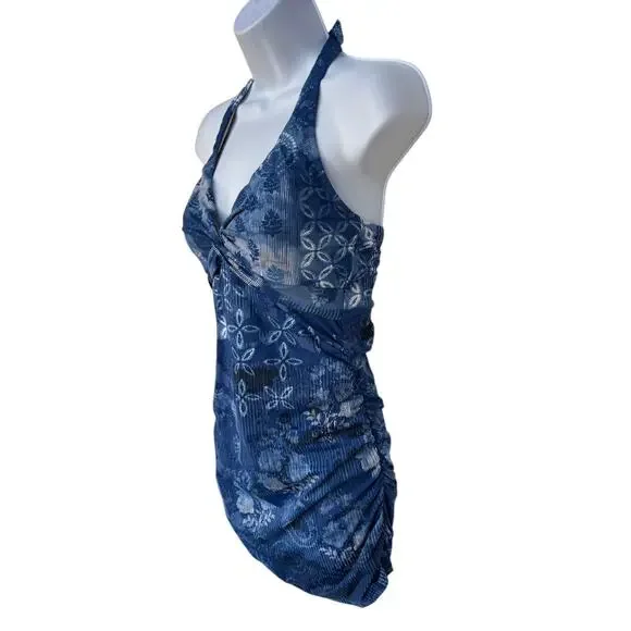 Garnet Hill Tie Back Halter Top Swim Dress with Side Ruching size 8 - Picture 3 of 8